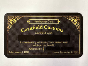 Cornfield Club Membership Card